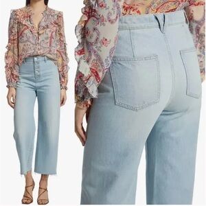 Veronica Beard Grant Wide Leg Ankle Jean, Size 25 in Aire Wash